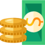 stack of cash and gold coin icon